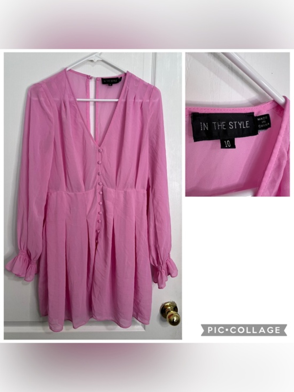 In The Style transparent Pink Button-Front romper size 10